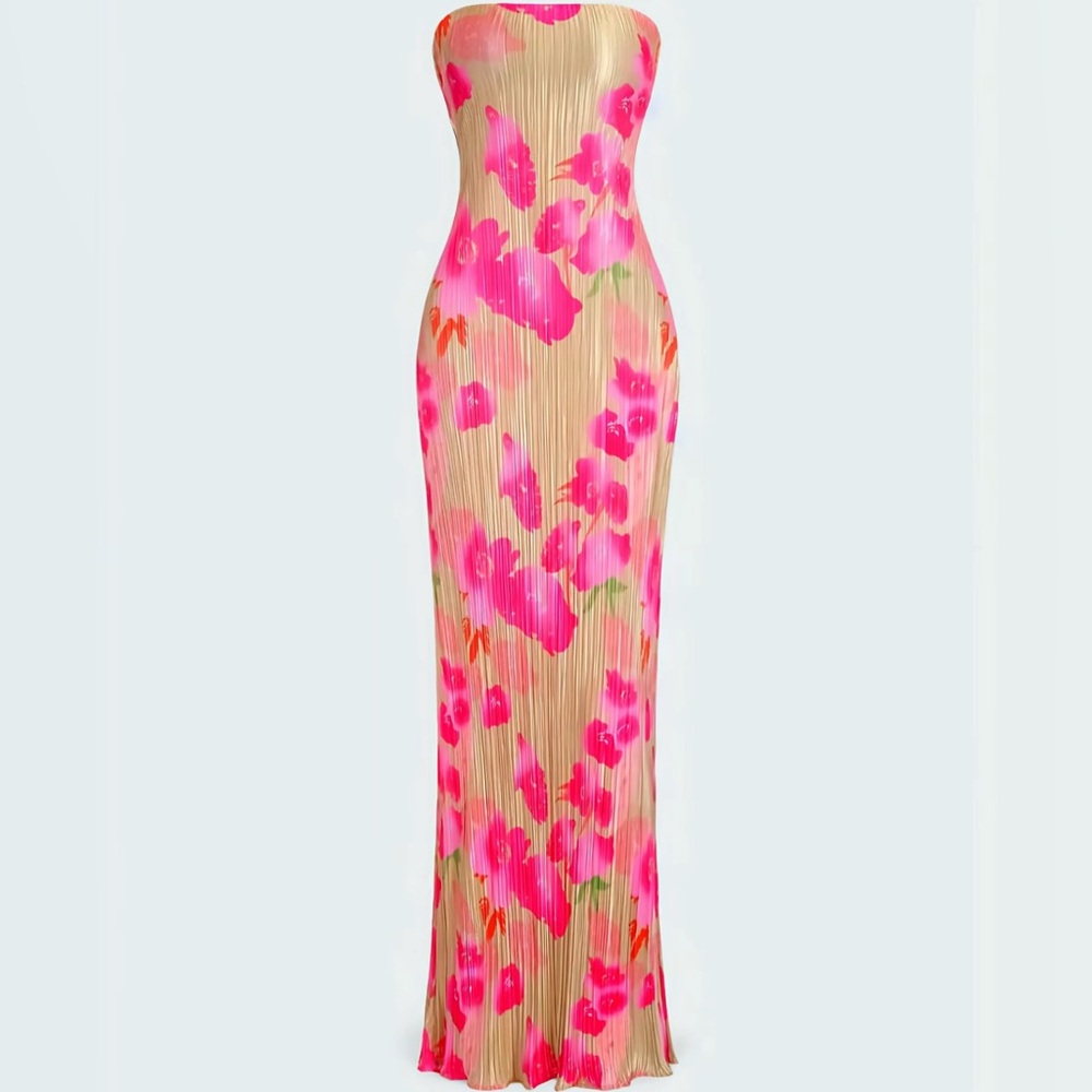 Floral Strapless Maxi Dress